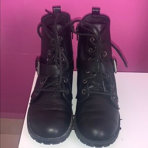 Girls Black Combat Boots